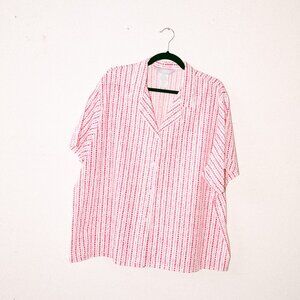 Vintage 90s Blair Button-Down Shirt with Abstract Fuchsia Stripe Pattern 2XL